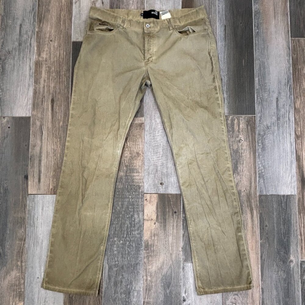 LOVE MOSCHINO STRAIGHT LEG TROUSERS LIGHT OLIVE/KHAKI M015080 SIZE 40 Y2K